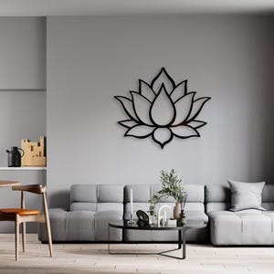 Lotus Flower Wall Decor, Metal Lotus Flower Wall Art Gold or Black, Large Outdoor Wall Decor, Metal Wall Art Mandala Decor, Yoga Decor image 6