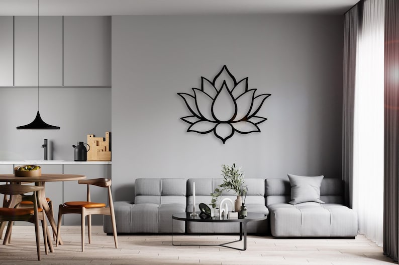 Lotus Flower Wall Decor, Metal Lotus Flower Wall Art Gold or Black, Large Outdoor Wall Decor, Metal Wall Art Mandala Decor, Yoga Decor image 6