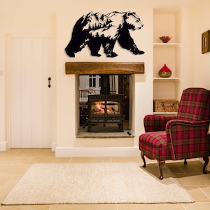 Bear Metal Wall Decor, Large Outdoor Wall Art, Bear Mountain and Nature Decor, Forest Wall Decor, Wildlife Lover Gift, Farmhouse Wall Decor