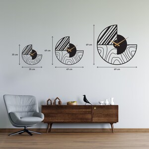 Minimalist Modern Large Wall Clock, Black Unique Design Oversize Clock, Wanduhr Modern Home Metal Wall Art Horloge Murale, Metal Wall Clock image 5