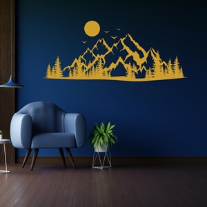 Clean design metal mountain wall art for minimalist spaces