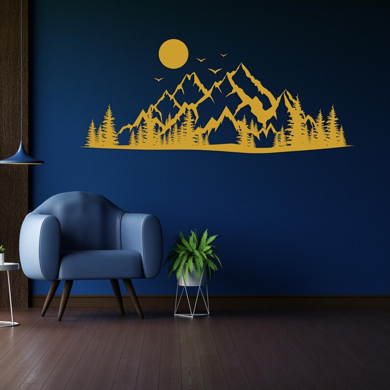 Clean design metal mountain wall art for minimalist spaces