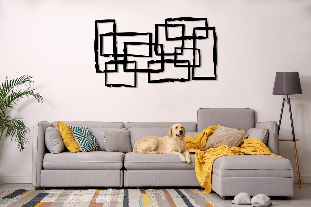 Decorative Abstract Metal Wall Art, Large Retro Metal Wall Decor, Midcentury Vintage Wall Art