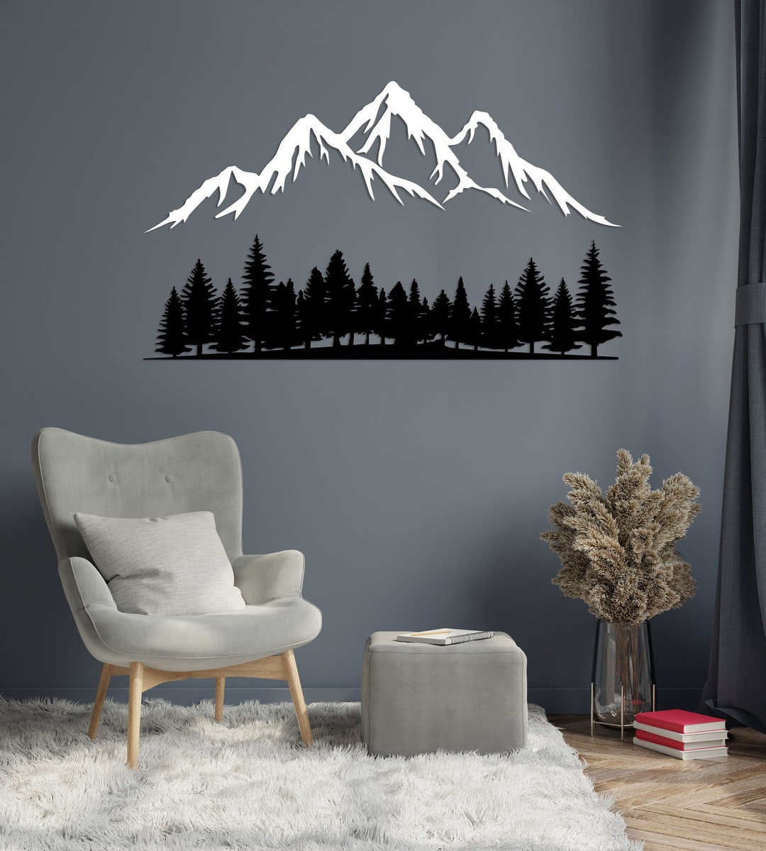 Mountain Forest Metal Wall Decor Yard Mountain Range View - Etsy