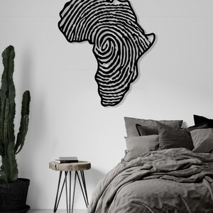Africa Metal Wall Art, Fingerprint Metal Wall Map, African Wall Decor, Housewarming Gift, Living Room Decor, Above Bed Decor, Wall Hanging image 5