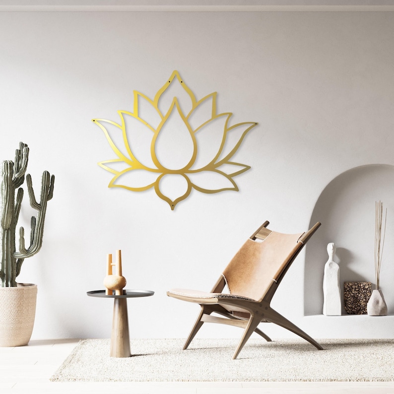 Lotus Flower Wall Decor, Metal Lotus Flower Wall Art Gold or Black, Large Outdoor Wall Decor, Metal Wall Art Mandala Decor, Yoga Decor image 4