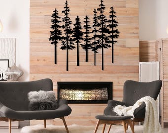 Arte giapponese con pini, stampa di alberi con inchiostro, decorazione da parete con natura zen, poster di paesaggi asiatici, arte da parete con alberi in stile antico - Italia