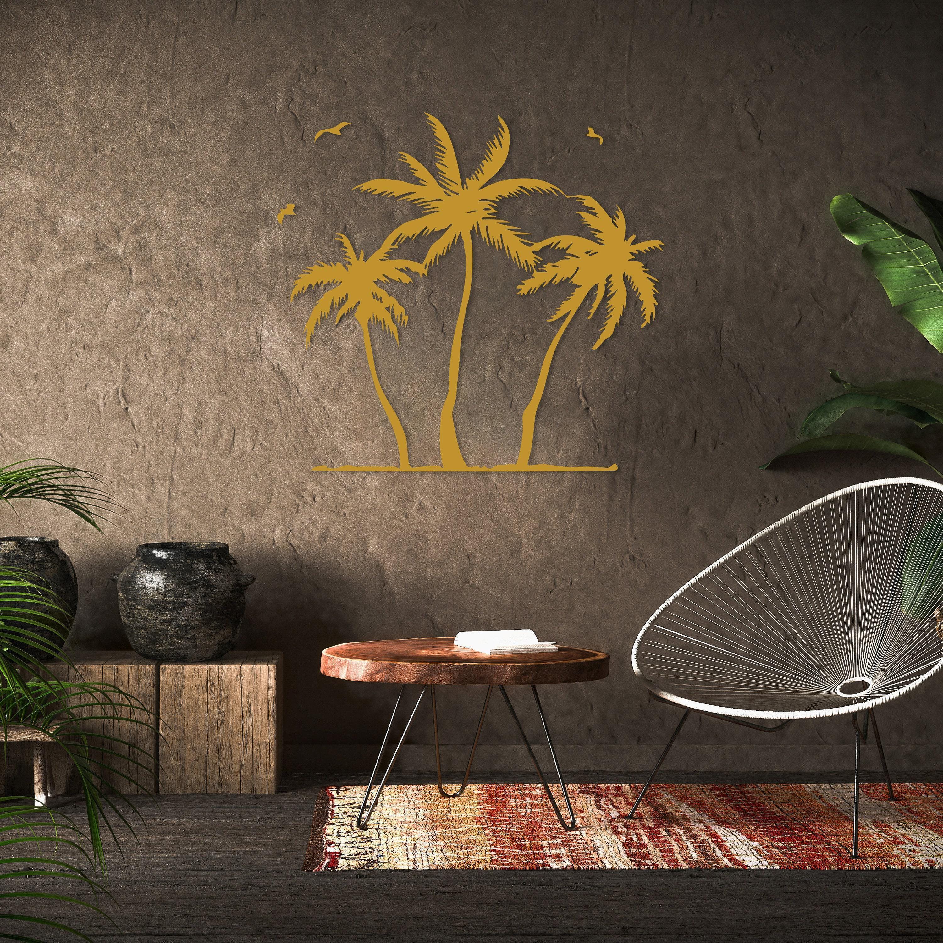 Tropical Palm Tree Scene Metal Wall Art, Tropical Wall Decor, Beach ...