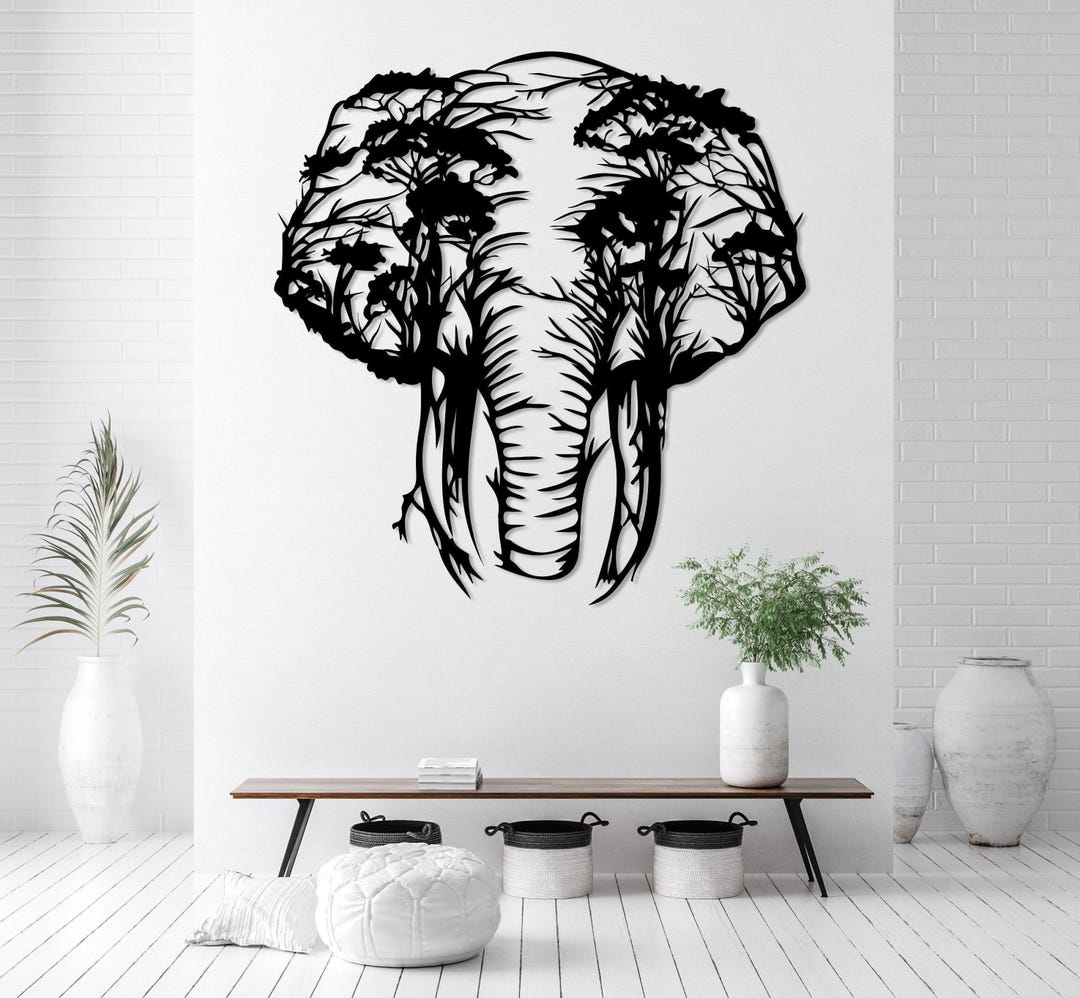 Targa Metallica Decorativa Elefante Safari - Cartello In Metallo Per Parete - 2