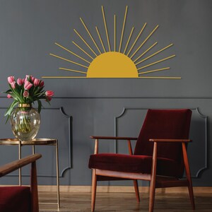 Sun Metal Wall Art, Sun Boho Wall Art, Minimalist Sun Lovers Gift, Gold Sunrise Home Decor, Sun Home Decor Gift Idea, Modern Metal Sun Art image 9