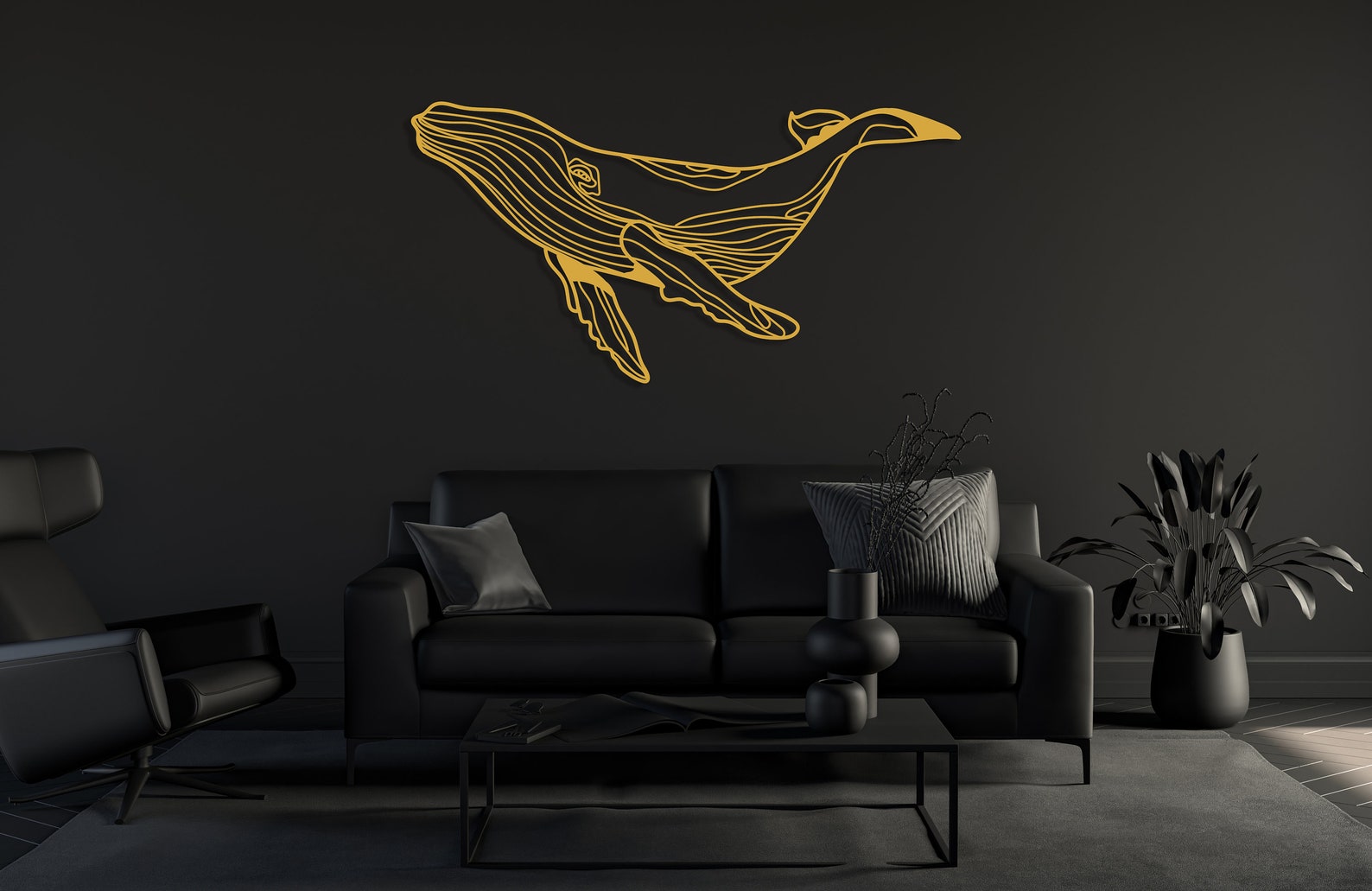 Whale Metal Wall Art Large Blue Whale Wall Decor Ocean Etsy