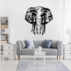 Elephant Tree Metal Wall Art, Safari Animals Wall Decor, Africa Wall Art, Livingroom Wall Hanging, Outdoor Metal Wall Art,Wildife Lover Gift image 6