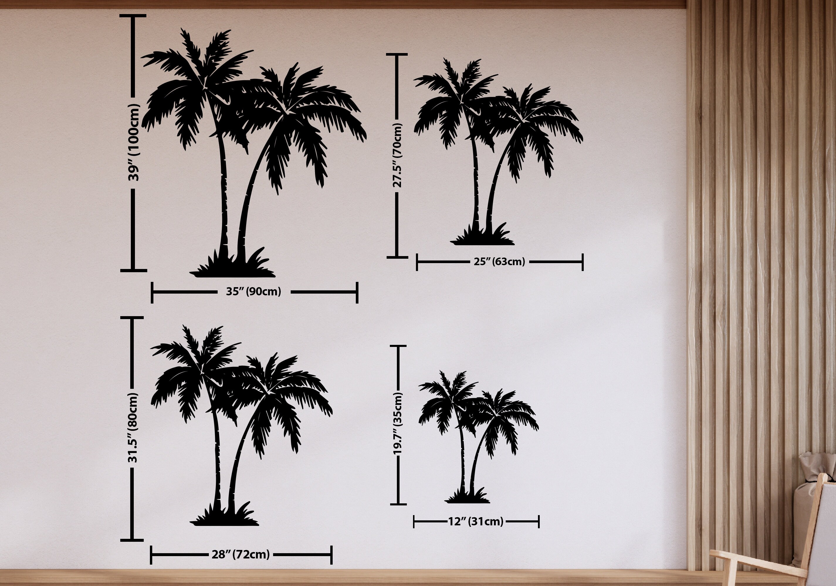 Metallpalme Wanddekoration – 28,4x43,2 Cm, Schwarz, Pulverbeschichtet – Für Innen & Außen, Strand-Theme