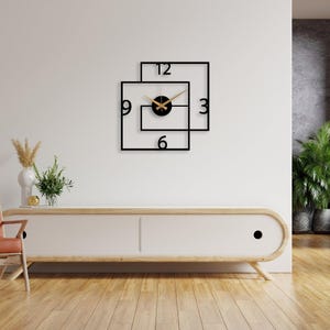 Modern Black Large Wall Clock, Geometric Design Wall Clock,Unique Silent Clock,Horloge Murale , Wall Clock Art,Housewarming Gift Home Decor image 7