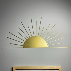 Sun Metal Wall Art, Sun Boho Wall Art, Minimalist Sun Lovers Gift, Gold Sunrise Home Decor, Sun Home Decor Gift Idea, Modern Metal Sun Art image 2