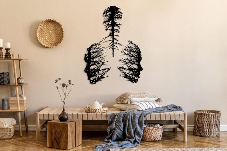 Abstract Tree Metal Wall Art, Abstract Faces Wall Decor, Modern Wall Art, Unique Design Wall Sculpture, Art Lover Gift, Housewarming Gift image 8