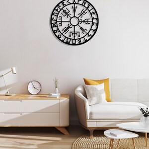 Vegvisir Metall Wand dekor, Metall Wand dekor, Metall Wandschild, Wikinger Metall Wandbehang, Büro Wand Kunst, isländische Kunst, Wohnzimmer Kunst Bild 1