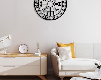 Vegvisir Metall Wand dekor, Metall Wand dekor, Metall Wandschild, Wikinger Metall Wandbehang, Büro Wand Kunst, isländische Kunst, Wohnzimmer Kunst