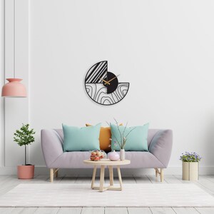 Minimalist Modern Large Wall Clock, Black Unique Design Oversize Clock, Wanduhr Modern Home Metal Wall Art Horloge Murale, Metal Wall Clock image 3