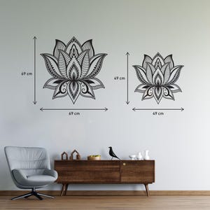 Grande decorazione da parete in metallo con mandala e fiore di loto, decorazione da parete in metallo con fiore di loto, arte yoga, decorazione da parete per la camera da letto, decorazione sopra il letto, regalo di inaugurazione della casa immagine 7