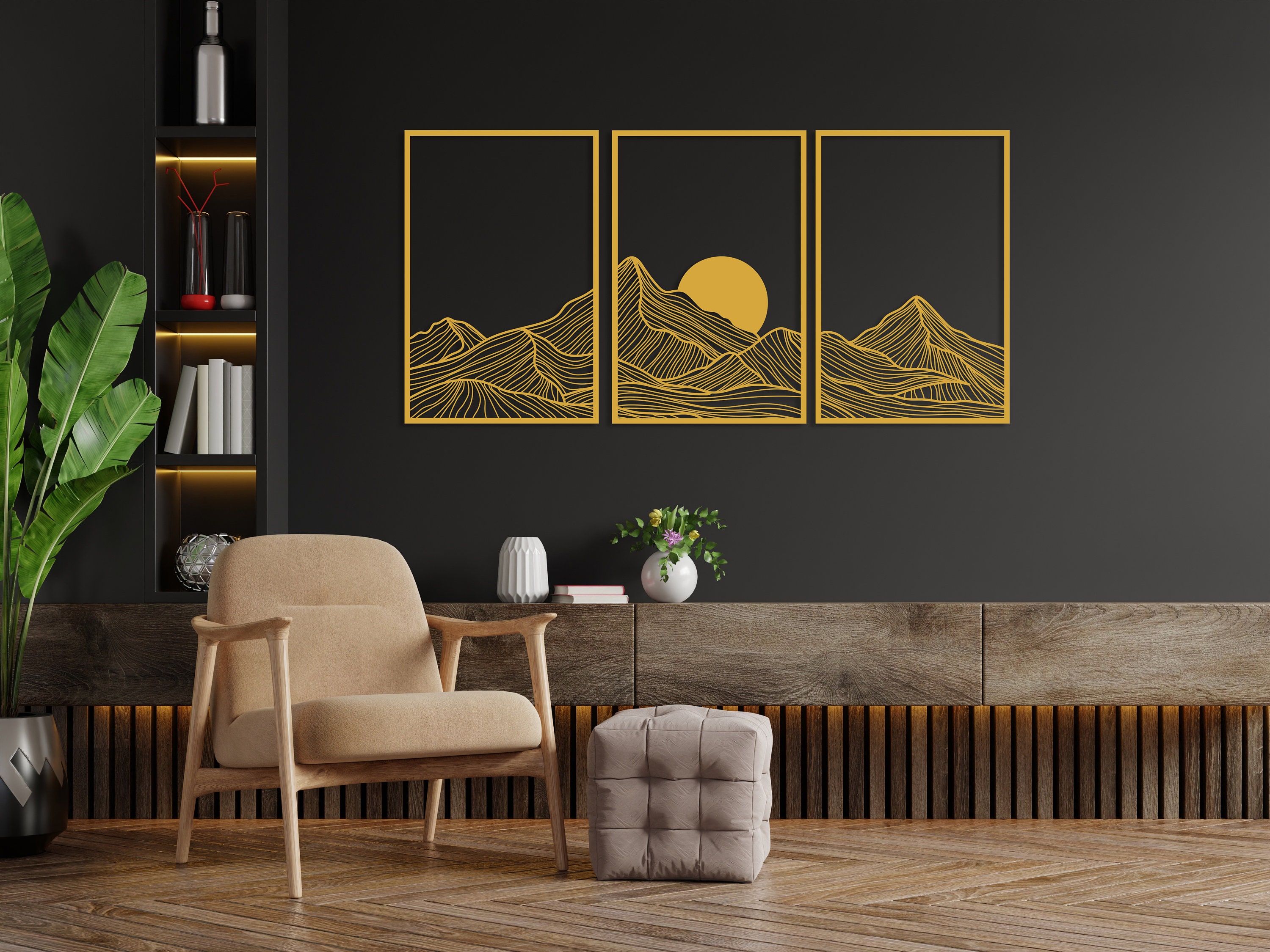 Mountain and Sun Wall Art Set