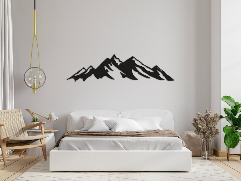 Mountain Wall Art, Large Mountain Wall Art, Mountain Metal Wall Art, Nature Mountain Metal Decor, Hill Metal Decor, Fireplace Metal Wall Art image 5