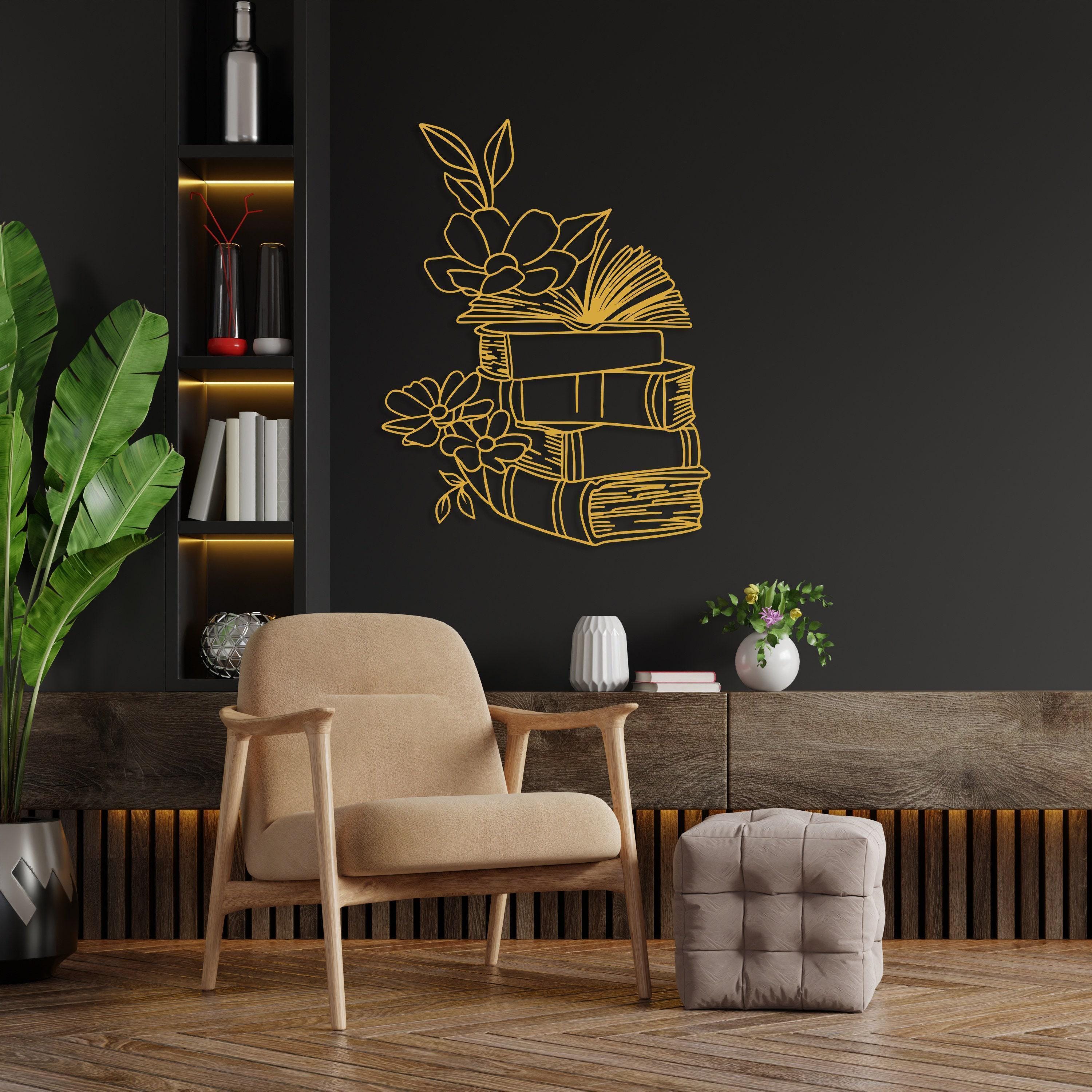 Bookish Metal Wall Art, Reading Book Decor, Metal Book One Line Art ...