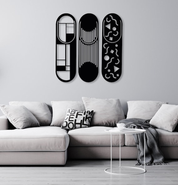 Set of 3 Modern Metal Wall Art, Unique Geometric Wall Art, Modern Wall Decor for Living Room, Abstract Metal Wall Art, Home Decor Art Gift