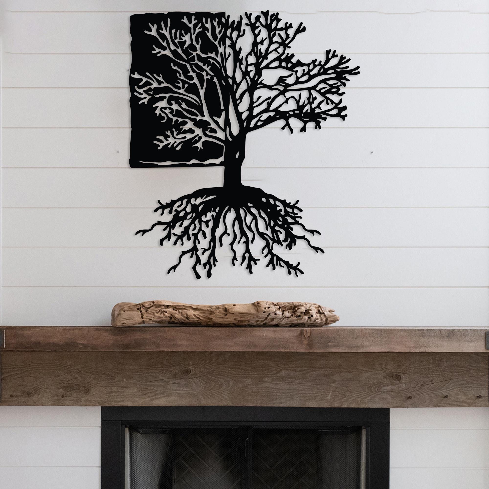 Levensboom Metalen Muurkunst - Oversized Boom Wanddecoratie Naturel Woonkamer