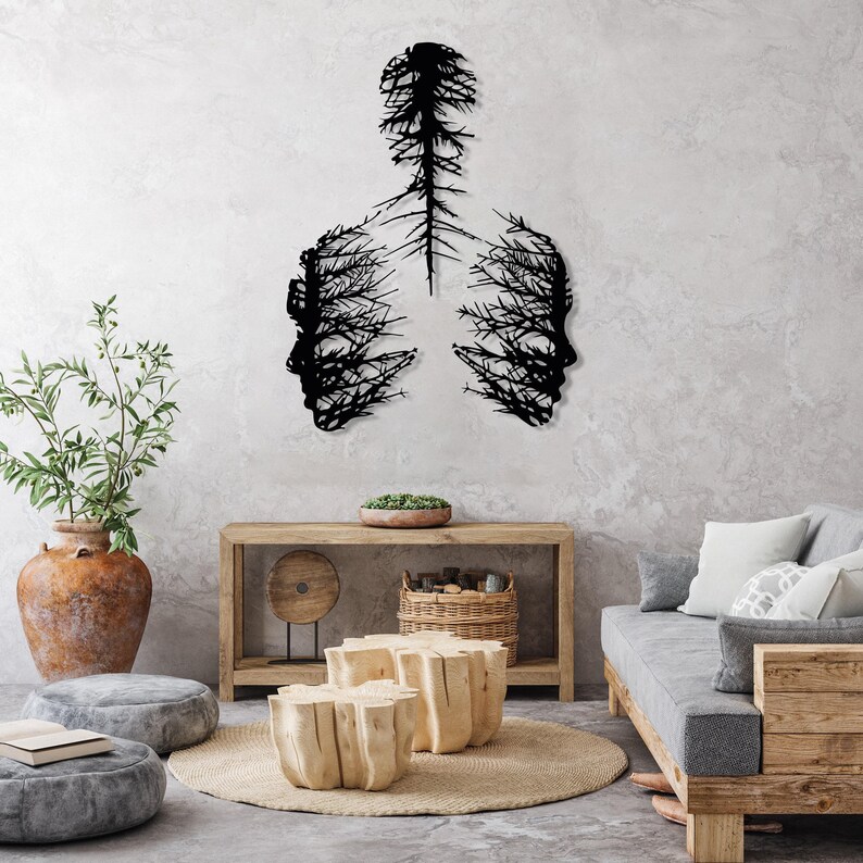 Abstract Tree Metal Wall Art, Abstract Faces Wall Decor, Modern Wall Art, Unique Design Wall Sculpture, Art Lover Gift, Housewarming Gift image 10