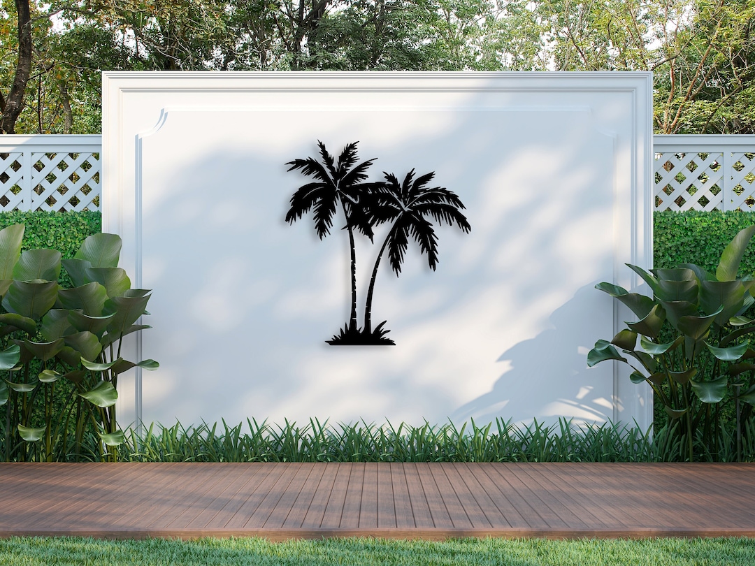Tropical Palm Tree Metal Wall Art, Outdoor Wall Decor, Palm Leaf Art