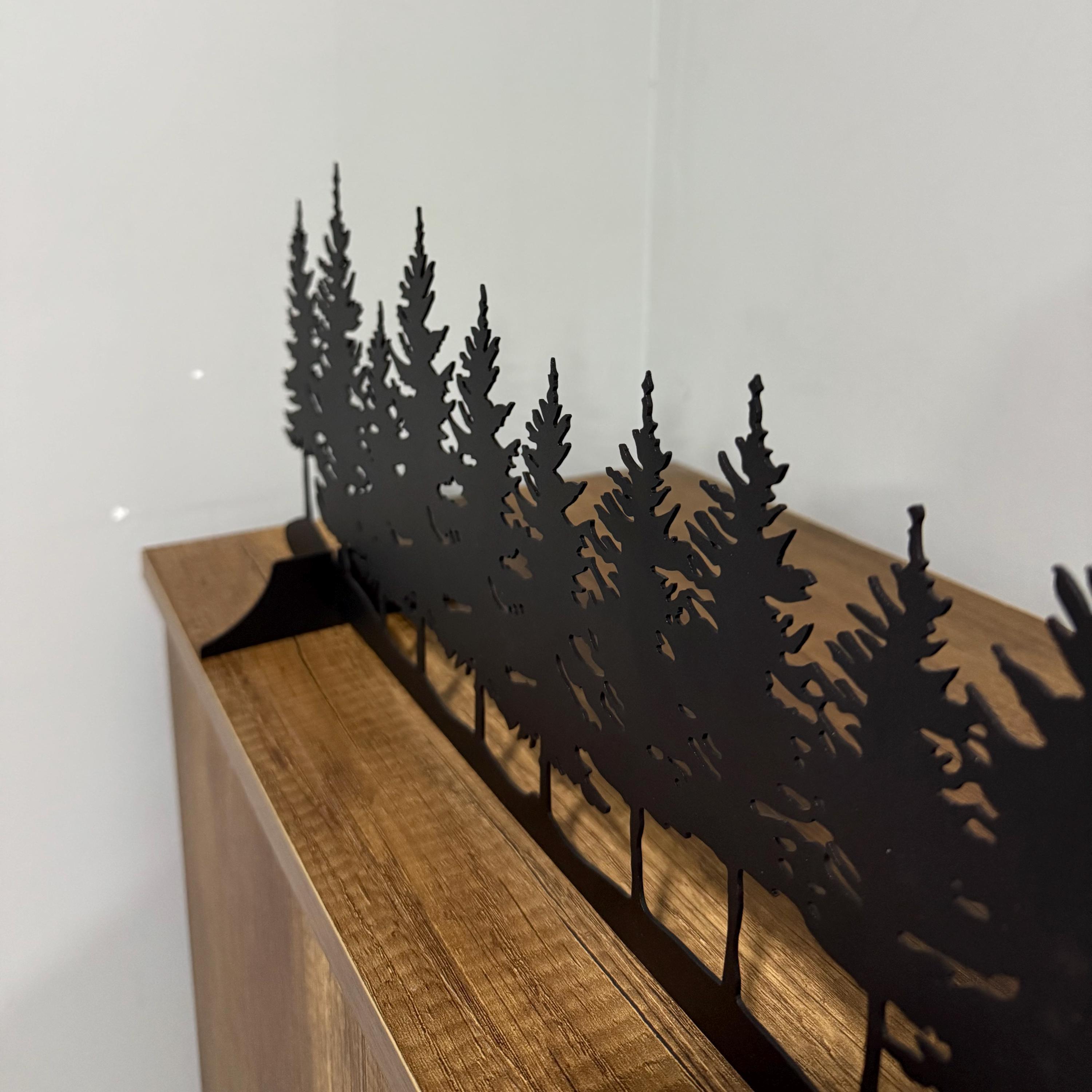 Metal Pine Tree Wall Art, Nature Forest Fireplace Mantel Decor ...