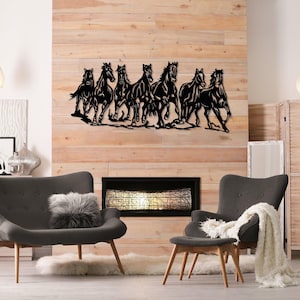 Metal Horse Wall Art, Horse Family Sign, Entryway Decor, Farmhouse Wall Decor, Animal Metal Decor,Wildlife Horse Lover Gift,Metal Horse Head Black