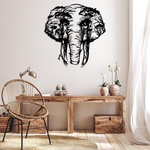Elephant Tree Metal Wall Art, Safari Animals Wall Decor, Africa Wall Art, Livingroom Wall Hanging, Outdoor Metal Wall Art,Wildife Lover Gift image 4