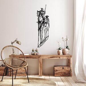 Don Quixote Metal Wall Art, Pablo Picasso Artwork, Quixote One Line Art, Living Room Metal Wall Decor, Large Wall Art, Adventure Lover Gift Black