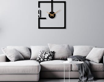 Black Minimalist Large  Wall Clock,Modern Oversize Clock,Unique Design Wall Clock,Home Decor Art, Wanduhr ,Horloge Murale, Housewarming Gift