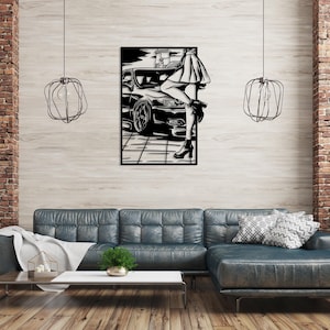 Car Art Metal Wall Decor, Female Body Metal Wall Art, Racing Automotive Lover Gift for Men, Car Guy Gift,Woman Body Feminine Wall Art image 2