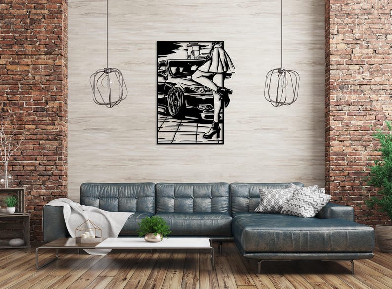 Car Art Metal Wall Decor, Female Body Metal Wall Art, Racing Automotive Lover Gift for Men, Car Guy Gift,Woman Body Feminine Wall Art image 2