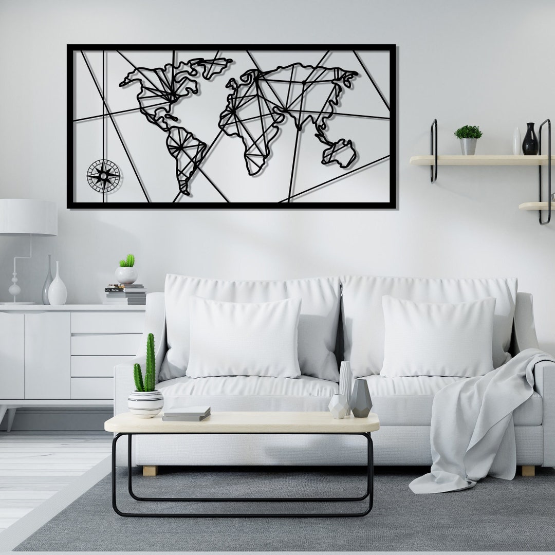 Metal World Map, Metal Wall Art, World Map, Weltkarte Holz ,world Map