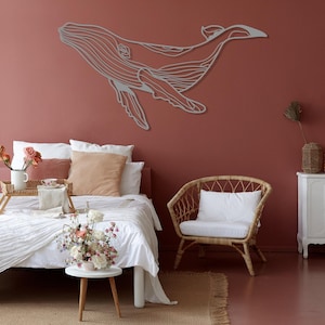 Blue whale themed wall art for nautical decor lovers