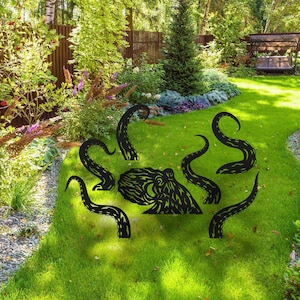 Kraken Metal Garden Decor, Octopus Wall Art, Garden Stakes Sign, Octopus Sculpture Decor, House Yard Decor, Patio Wall Decor,Home Decor Gift