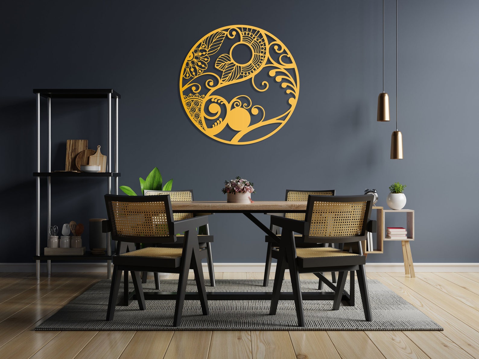Yin Yang Metal Wall Art Yin Yang Mandala Wall Decor Above Etsy