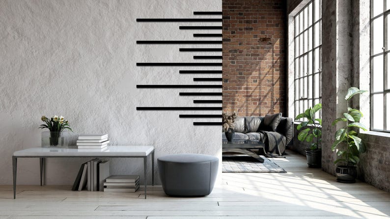 Metal Stripes Wall Decoration Set of 30, Modern Minimalist Design Living Room Art, 30 Pieces Wall Art, Unique Home Decor, Housewarming Gift image 8