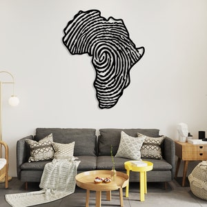 Africa Metal Wall Art, Fingerprint Metal Wall Map, African Wall Decor, Housewarming Gift, Living Room Decor, Above Bed Decor, Wall Hanging image 3