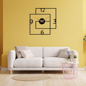 Modern Black Large Wall Clock, Geometric Design Wall Clock,Unique Silent Clock,Horloge Murale , Wall Clock Art,Housewarming Gift Home Decor image 8