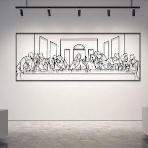 Jesus Last Supper Metal Wall Art by Leonardo Da Vinci Artwork, Religious Decor, Christian Metal Gift, Jesus Line Art, Christian Home Decor image 12