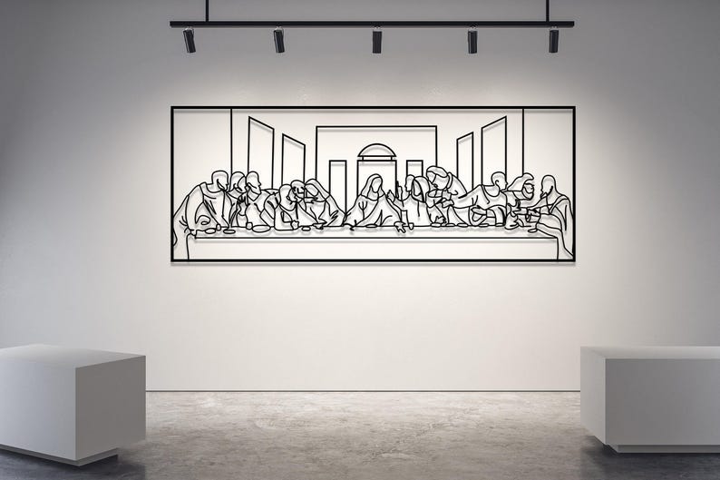 Jesus Last Supper Metal Wall Art by Leonardo Da Vinci Artwork, Religious Decor, Christian Metal Gift, Jesus Line Art, Christian Home Decor image 12