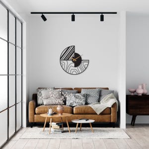 Minimalist Modern Large Wall Clock, Black Unique Design Oversize Clock, Wanduhr Modern Home Metal Wall Art Horloge Murale, Metal Wall Clock image 7