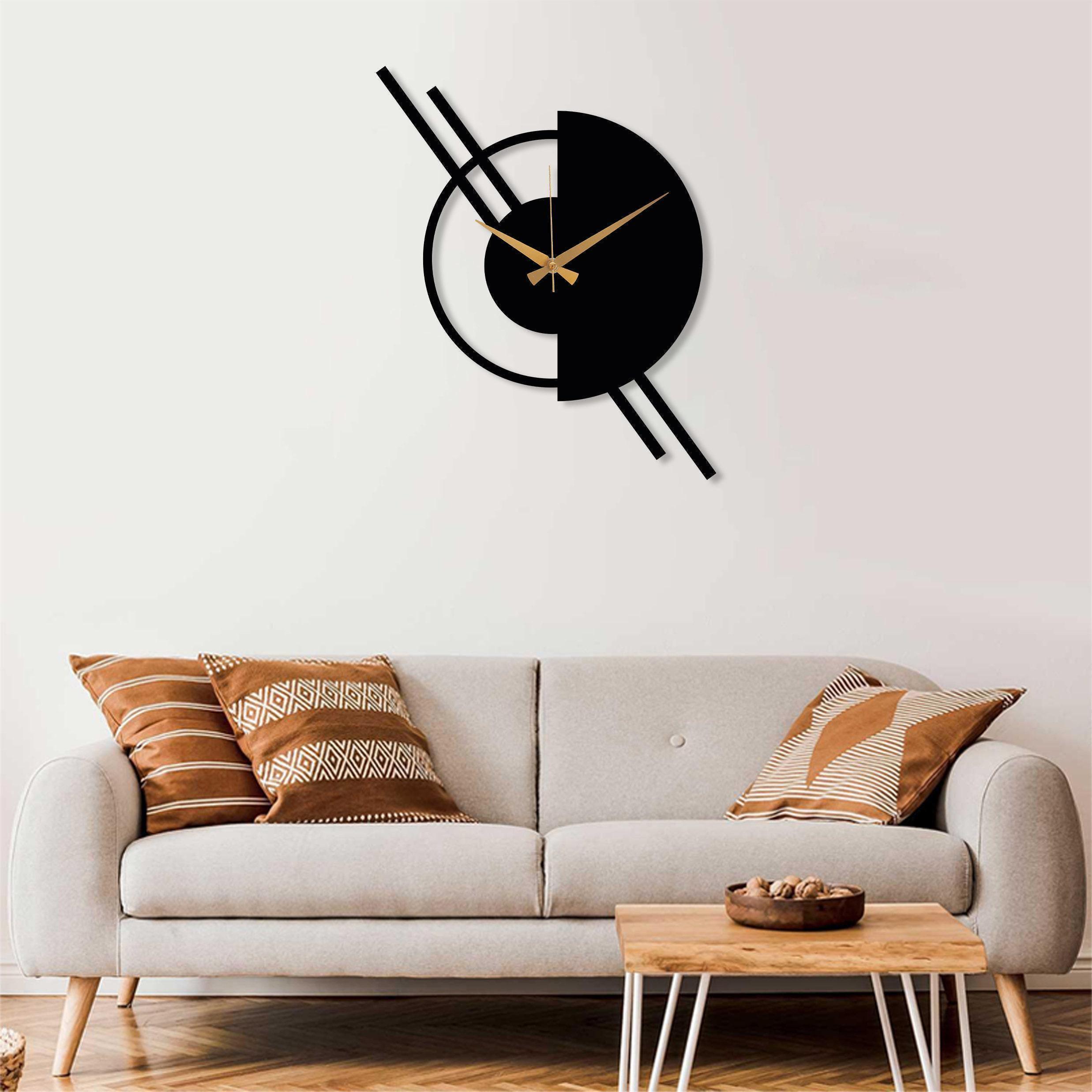 Modern Metal Wall Clock Decor, Black Minimalist Large Design Clock ...