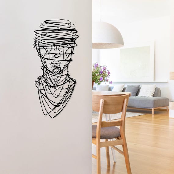Abstract Modern Face Decor, Metal Home Wall Decor, Minimalist Portre Decor, Female Faces Wire Art, Line Wall Art, Office Art,Above Bed Decor